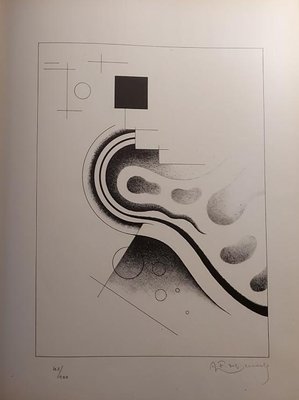 Aimé Félix Del Marle Abstract Composition (1946) Original Lithograph in Black and White Signed in Pencil-KHH-1437274