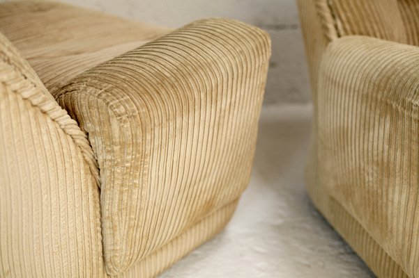 Airborne Fiberglass and Velvet Beige Armchairs by Michel Cadestin, Set of 2-MAO-953604