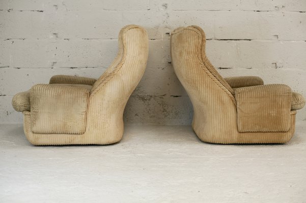 Airborne Fiberglass and Velvet Beige Armchairs by Michel Cadestin, Set of 2-MAO-953604