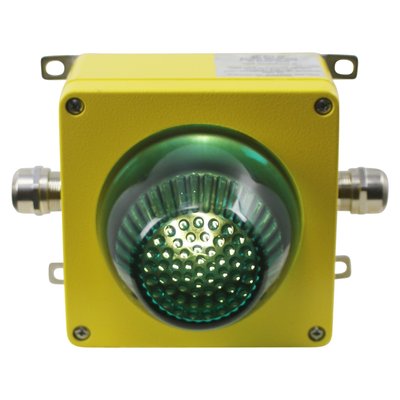 Airport Runway Sconce in Yellow Metal and Green Glass-BLS-1789373