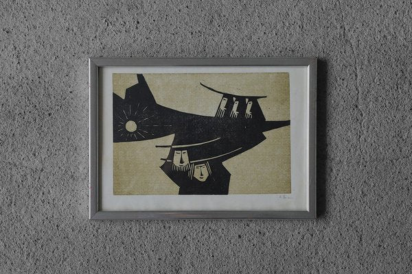 Åke Holm, Biblical Theme, Linocut, 1970s, Framed-ZAA-1742330