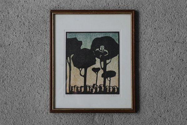 Åke Holm, Biblical Theme, Linocut, 1970s, Framed-ZAA-1742299