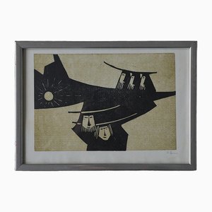 Åke Holm, Biblical Theme, Linocut, 1970s, Framed-ZAA-1742330