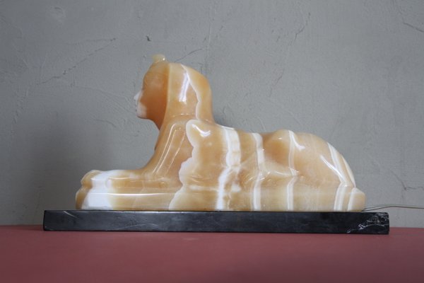 Alabaster and Marble Sphynx Lamp, 1930s-NTQ-561967