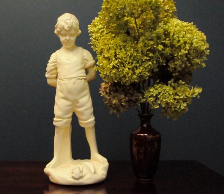 Alabaster Boy and Frog Statuette-KDW-968182