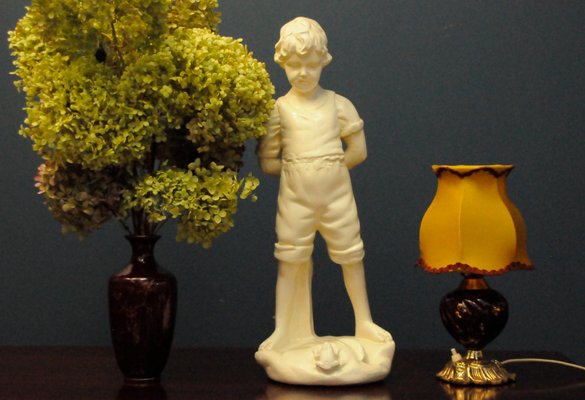 Alabaster Boy and Frog Statuette-KDW-968182