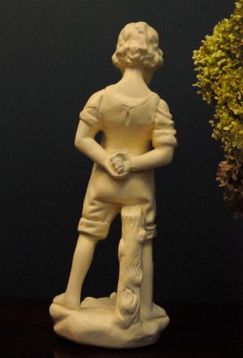 Alabaster Boy and Frog Statuette-KDW-968182