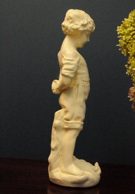 Alabaster Boy and Frog Statuette-KDW-968182