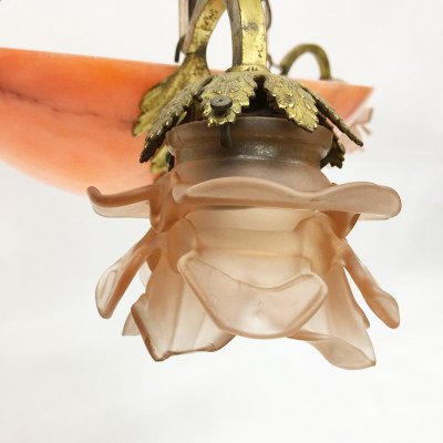 Alabaster Hanging Lamp with Fire-Gilded Ornaments, 1910-1920-UCH-1224833