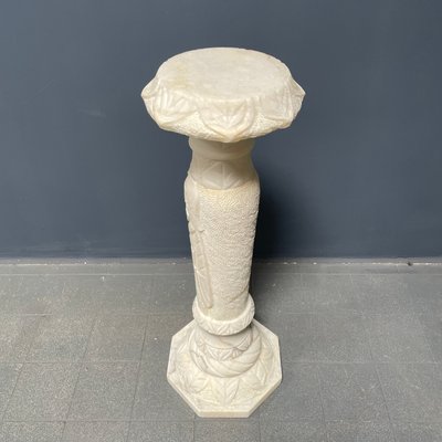 Alabaster Religious Column Carved-NPL-1361372