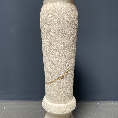 Alabaster Religious Column Carved-NPL-1361372