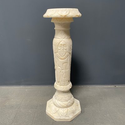 Alabaster Religious Column Carved-NPL-1361372