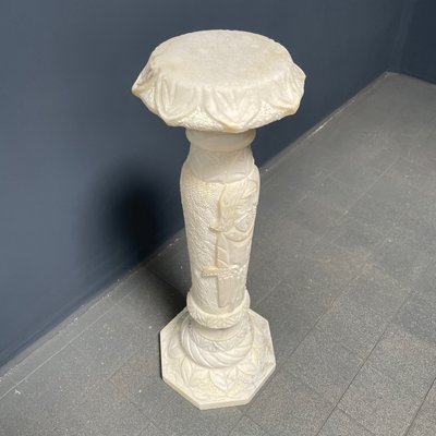 Alabaster Religious Column Carved-NPL-1361372