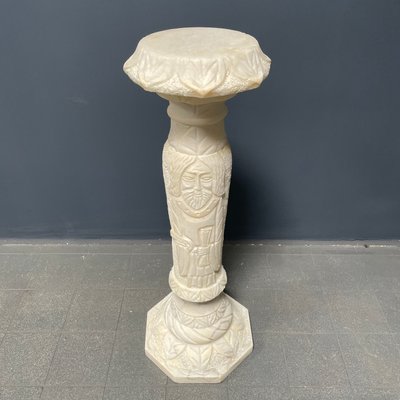 Alabaster Religious Column Carved-NPL-1361372