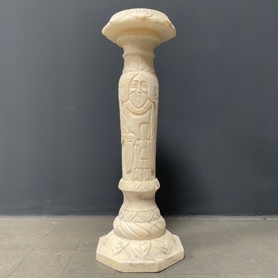 Alabaster Religious Column Carved-NPL-1361372