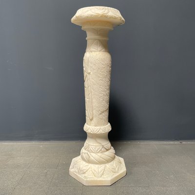 Alabaster Religious Column Carved-NPL-1361372