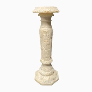 Alabaster Religious Column Carved-NPL-1361372