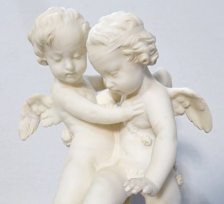 Alabaster Sculpture of Two Lovers Fighting over a Heart, 19th-Century-RVK-1123558