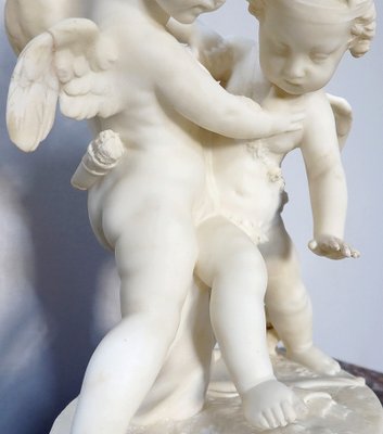 Alabaster Sculpture of Two Lovers Fighting over a Heart, 19th-Century-RVK-1123558