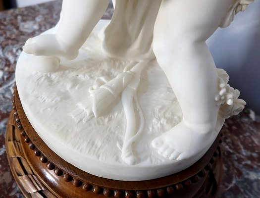 Alabaster Sculpture of Two Lovers Fighting over a Heart, 19th-Century-RVK-1123558