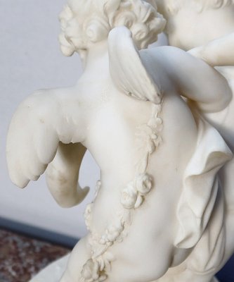 Alabaster Sculpture of Two Lovers Fighting over a Heart, 19th-Century-RVK-1123558