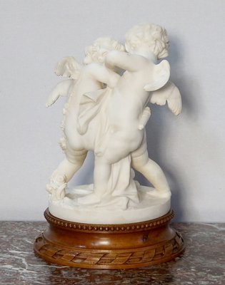 Alabaster Sculpture of Two Lovers Fighting over a Heart, 19th-Century-RVK-1123558