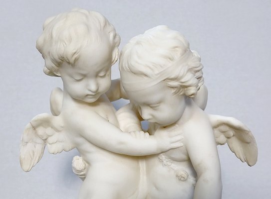 Alabaster Sculpture of Two Lovers Fighting over a Heart, 19th-Century-RVK-1123558