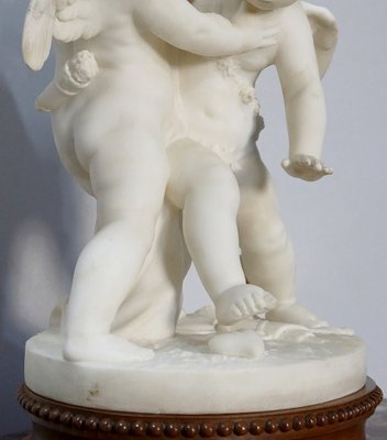 Alabaster Sculpture of Two Lovers Fighting over a Heart, 19th-Century-RVK-1123558