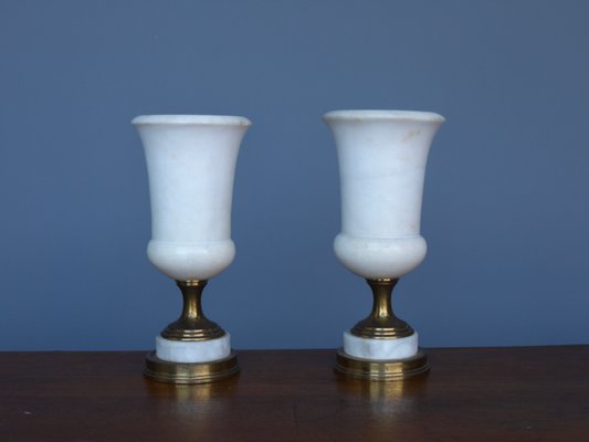 Alabaster Torchiere Table Lamps, 1950s, Set of 2-ZBW-1195967