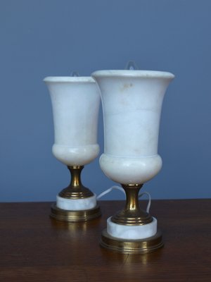 Alabaster Torchiere Table Lamps, 1950s, Set of 2-ZBW-1195967