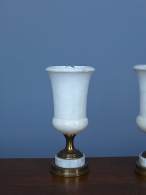 Alabaster Torchiere Table Lamps, 1950s, Set of 2-ZBW-1195967