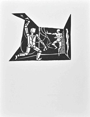 Albert Flocon, Mensch Und Kunstfigur, Linocut, 1980s-ZCI-1316534