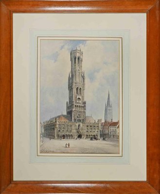 Albert Henry Findley, View of Belfry Bruges, Watercolor, Early 20th-Century-ZCI-1337100