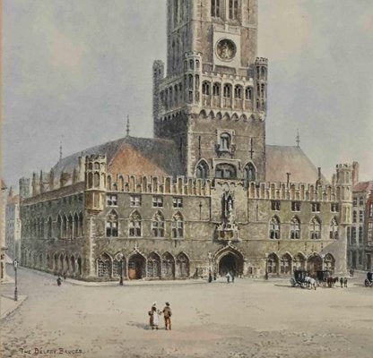 Albert Henry Findley, View of Belfry Bruges, Watercolor, Early 20th-Century-ZCI-1337100