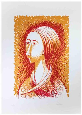 Alberto Cavallari, The Woman in Red, Lithograph, 1970s-ZCI-1781724