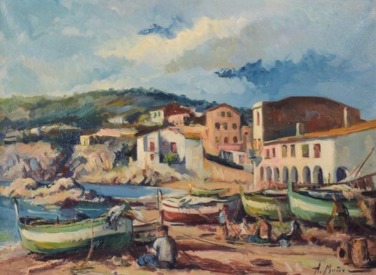 Alberto Muñoz Boquera, Calella De Palafrugell, 1945, Oil on Canvas, Framed-AOI-1106650