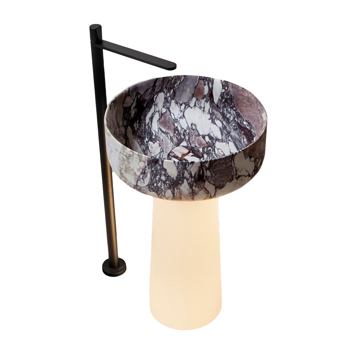 ALBUME LUX - Freestanding round marble and Flumood washbasin