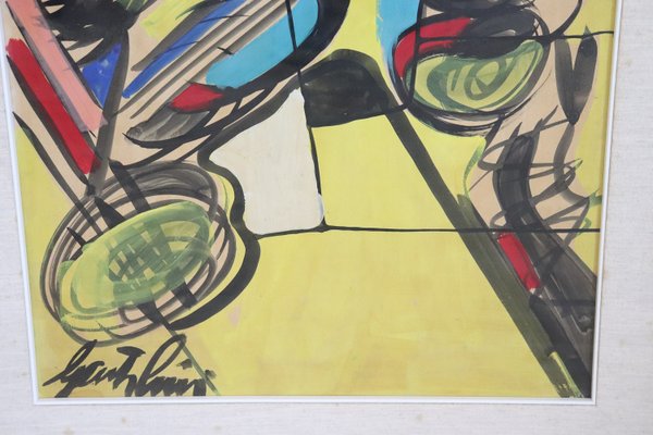 Aldo Gentilini, Abstract Painting, 1960s,Acrylic on Cardboard, Framed-DCO-1413782