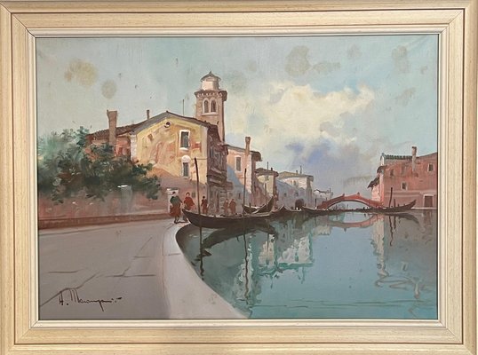 Aldo Marangoni, Venice, 1970s, Oil on Canvas, Framed-PKM-1717549