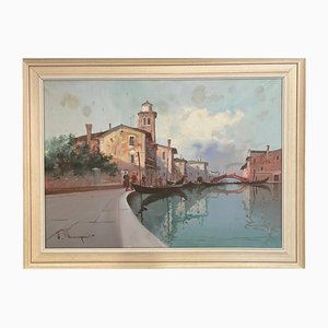 Aldo Marangoni, Venice, 1970s, Oil on Canvas, Framed-PKM-1717549