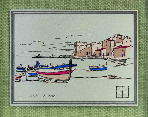 Aldo Riso, Boats on the Seaside, Screenprint, 1970-ZCI-2029791