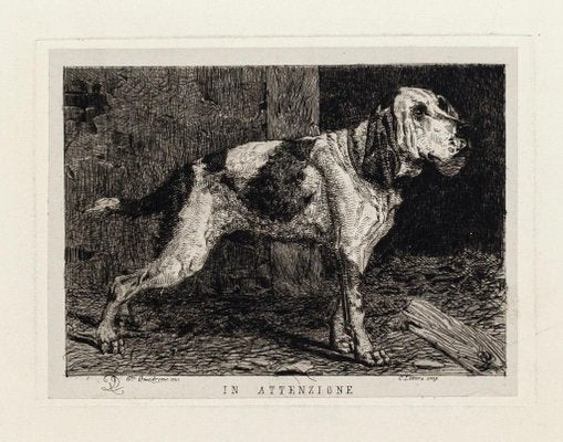 Alertness - Original Etching by Giovanni Battista Quadrone - Late 19th Century Late 19th Century-ZCI-759689