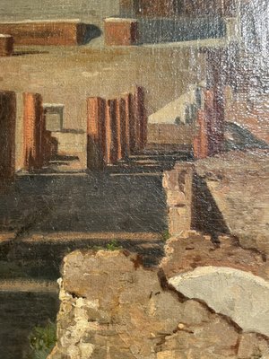 Alessandro La Volpe, View of Pompeii, Oil on Canvas, 1800s, Framed-LQ-1769645