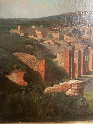 Alessandro La Volpe, View of Pompeii, Oil on Canvas, 1800s, Framed-LQ-1769645