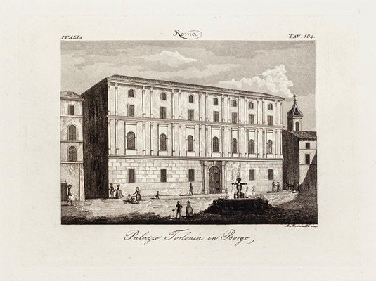 Alessandro Lescano - Borgo Palazzo Torlonia - Original Etching - 19th Century-ZCI-872169