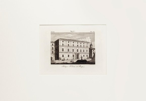 Alessandro Lescano - Borgo Palazzo Torlonia - Original Etching - 19th Century-ZCI-872169