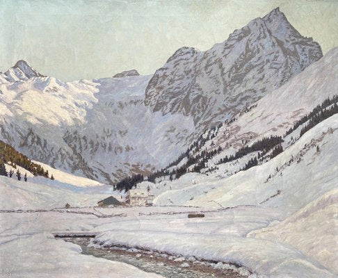 Alex Weise, Snowy Landscape, Oil Painting on Canvas, 1920s-BGS-1787691