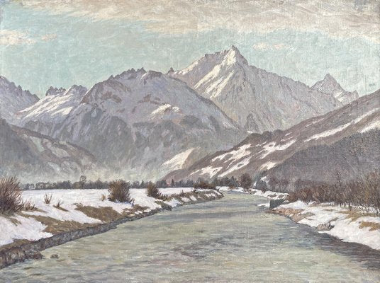 Alex Weise, Snowy Landscape, Oil Painting on Canvas, 1920s-BGS-1787689