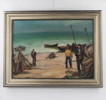 Alexander Lagimov, Painting Seascape, 20th-Century, Oil on Cardboard, Framed-WMV-1262163