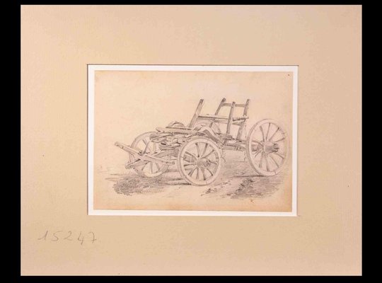 Alexandre Bida, Carriage, Original Drawing, Mid 19th-Century-ZCI-1343904